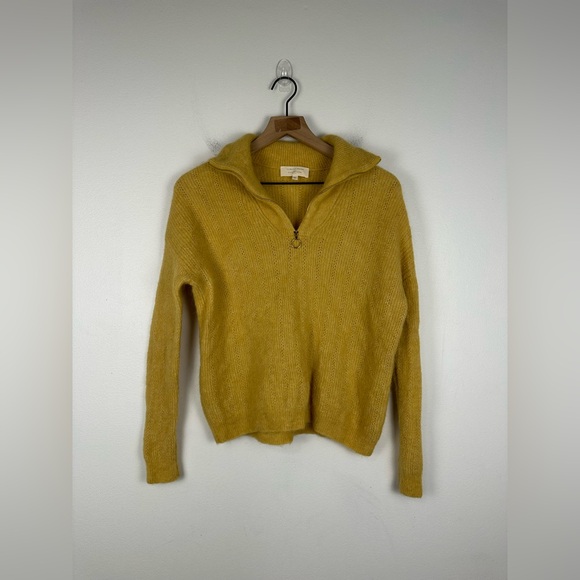 Sézane Mustard Johnny Knit Alpaca Wool Sweater Women’s Sz XS - Picture 2 of 8